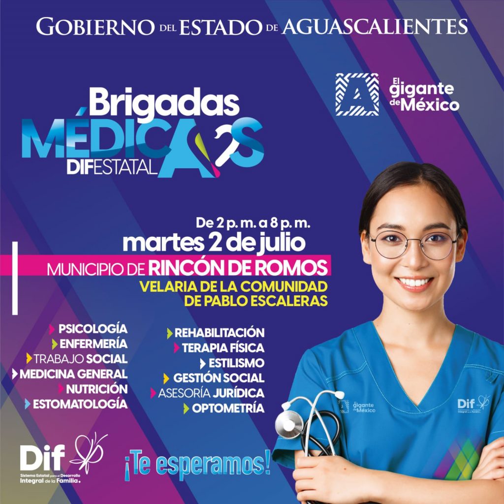 OFRECERÁ DIF ESTATAL SERVICIOS MÉDICOS GRATUITOS EN RINCÓN DE ROMOS ESTE 2 DE JULIO
