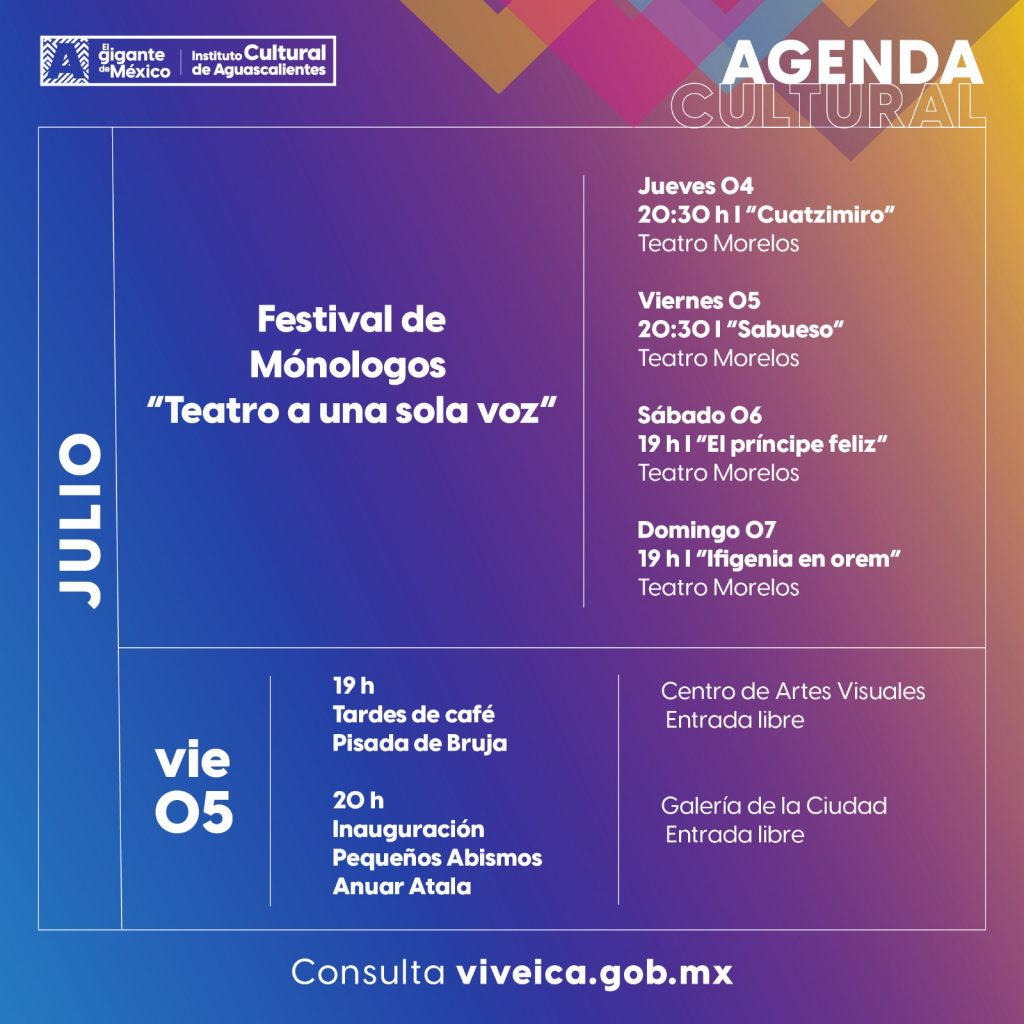Eventos del Instituto Cultural de Aguascalientes para este fin de semana