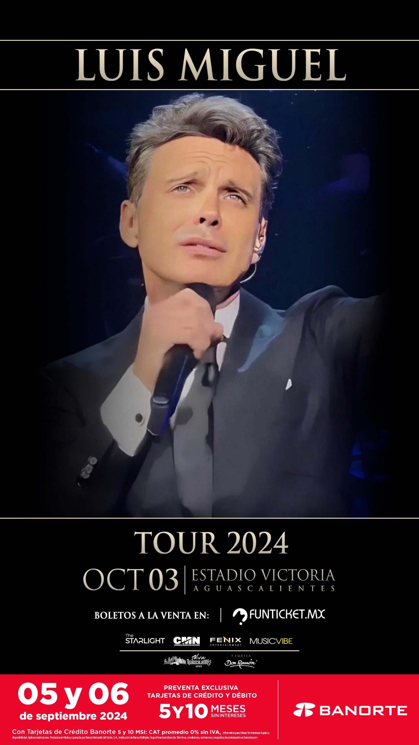 🎤 ¡LUIS MIGUEL EN AGUASCALIENTES!🌟 📅 3 de Octubre 🏟️ Estadio Victoria