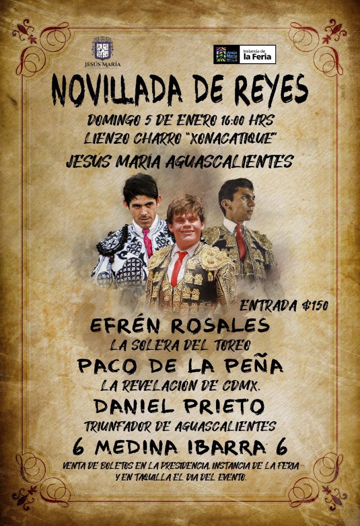 INVITA EL GOBIERNO MUNICIPAL DE JESÚS MARÍA A LA NOVILLADA DE REYES