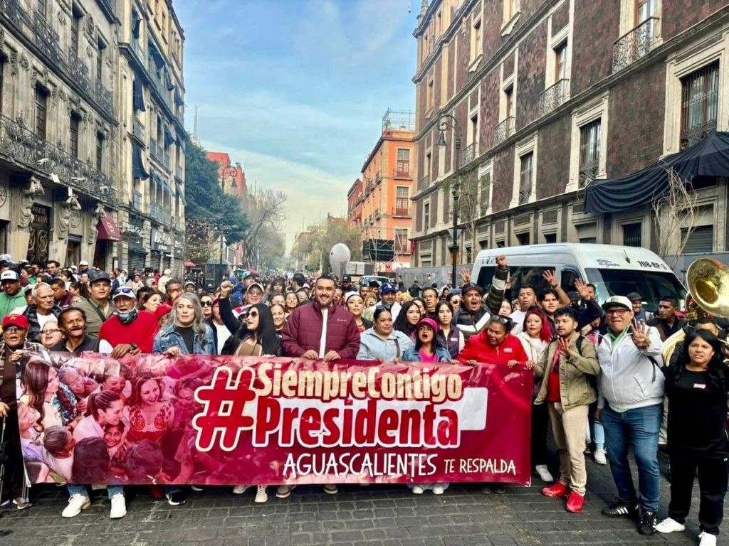 Morena Aguascalientes celebra con entusiasmo el séptimo aniversario de la Transformación en el Zócalo de la Ciudad de México